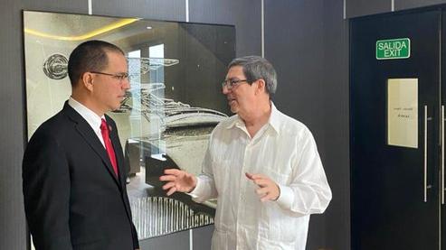 Cuban Canciler, Bruno Rodriguez Parrilla and the Executive Secretary of ALBA-TCP, Jorge Arreaza, March 18,  2024
