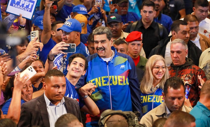 Venezuelan President Nicolas Maduro (C), March 20, 2024.