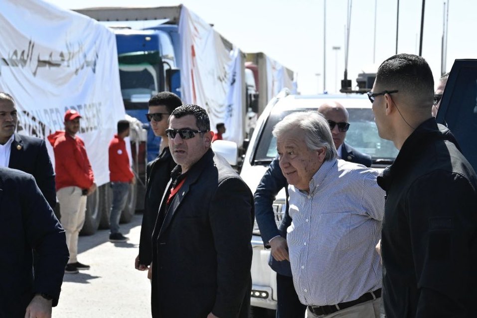 Guterres during his visit to Egypt and the border with the Palestinian territory of Rafah.