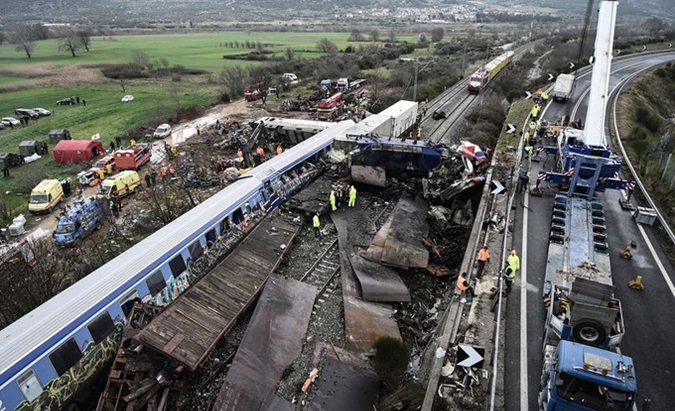 Train accident in the Tempi Valley, Greece, March 2, 2023.