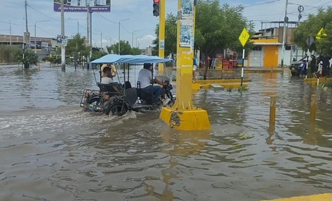 Flooded urban area in Peru, March 27, 2024.