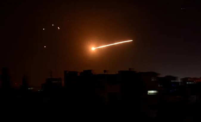 Israeli missile flying over Aleppo in Syria, March 29, 2024.