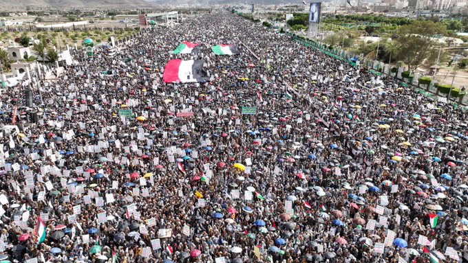 Yemeni people in the streets supporting Palestine, March 29, 2024