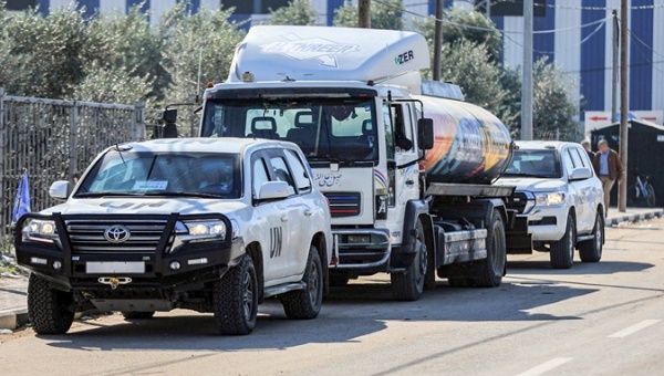 The UN health agency group was on its way to Al Ahli and Al Sahaba hospitals in the northern Gaza Strip with fuel, medical equipment, food and water. Apr. 4, 2024. 