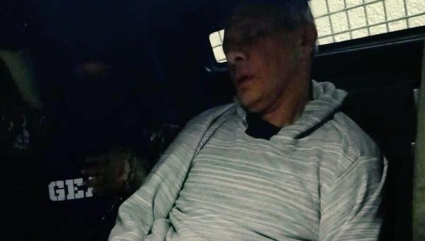 Jorge Glas unconscious being transferred in an armored vehicle to La Roca prison, Guayaquil.