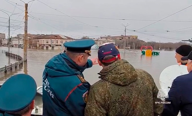 Russian authorities inspect flood-affected areas, April 7, 2024.