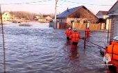 Damage to homes caused by the Ural River flooding, April 9, 2024.