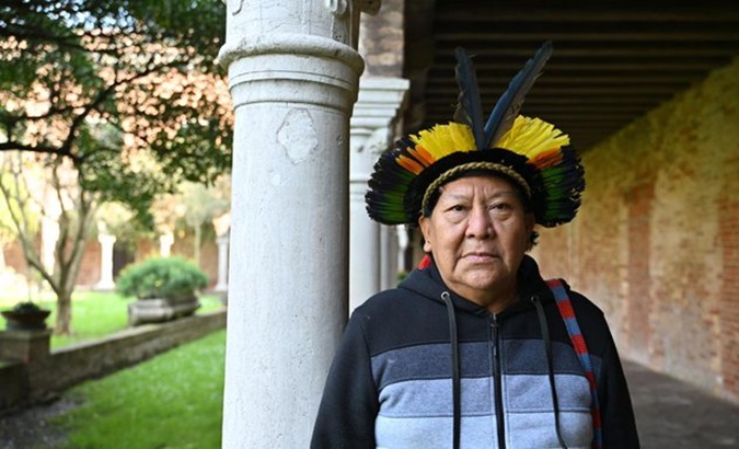 Yanomami leader Davi Kopenawa, Vatican City, April 10, 2024.