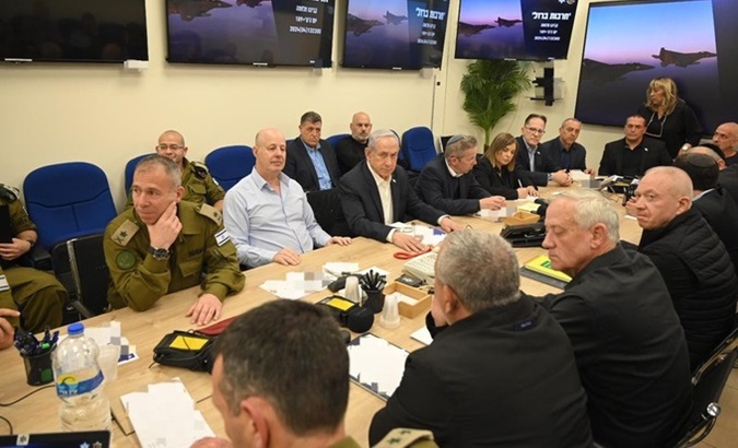 Israeli PM Benjamin Netanyahu (C) and his War Cabinet, April, 2024.
