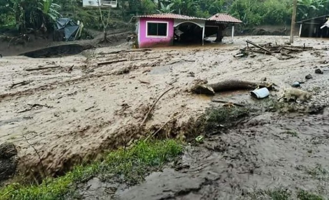Mud flows in Alausi, Ecuador, April 21, 2024.