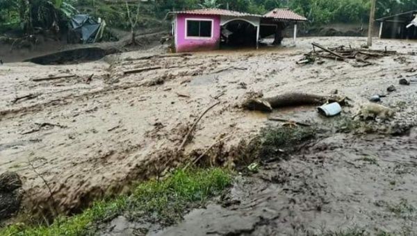 Mud flows in Alausi, Ecuador, April 21, 2024.