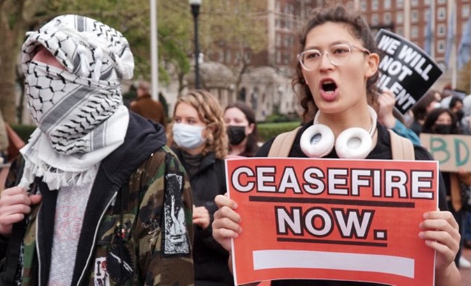 Pro-Palestine demonstration in Columbia University, U.S., April, 2024.
