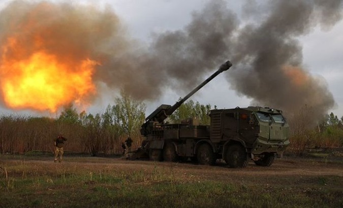 Ukrainian gunners in the Kharkiv region, April 21, 2024.