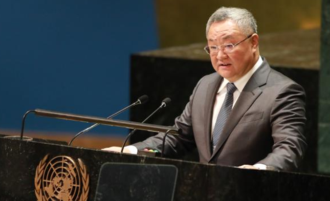 Chinese Ambassador Fu Cong at the UN headquarters, NYC, U.S., May 1, 2024.
