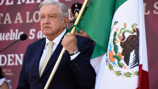 The Mexican president Andrés Manuel López Obrador during the conmemoration day in Puebla.