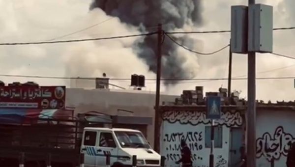 Smoke plume caused by Israeli bombing in Rafah, May 6, 2024.