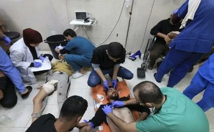 Palestinian medical corps treating the wounded, May 17, 2024