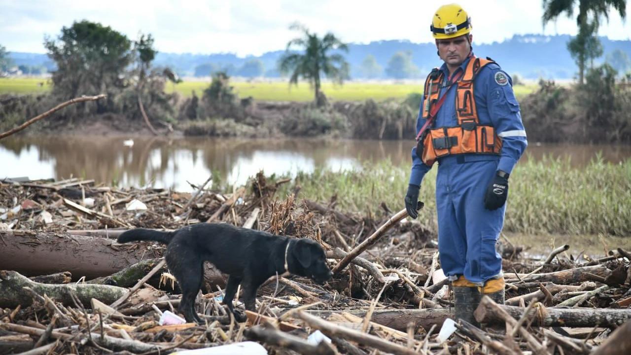 Rescuer in the city of Cruzeiro do Sul in the state of Rio Grande do Sul, Brazil.