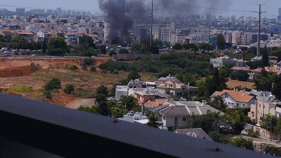 Smoke caused by the shrapnel from a shot-down missile.