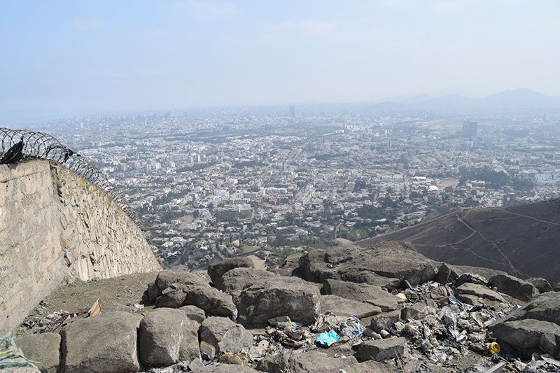 View of Lima from the wealthy side of the 'Wall of Shame'